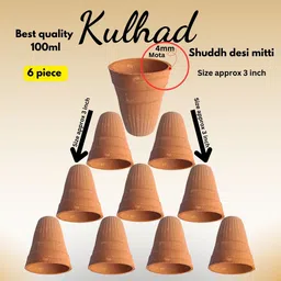 vishwaskart Pack of 6 Terracotta Desi Mitti ka Kulhad for Chai 06 Piece image 2