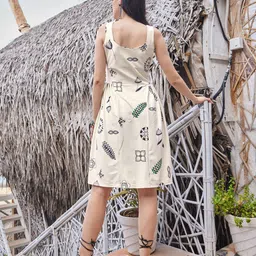 purvaja Women Fit and Flare Multicolor Above Knee/Mid Thigh Length Dress image 2