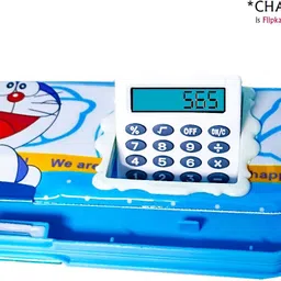 cdt 2022 Magnetic Cartoon Art Plastic Doraemon Pencil Box with Calculator for Kids will intereset your child, A Jombo Pencil Boxes, (set of 1 , Blue) Art Plastic Pencil Box image 2