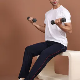 vimal jonney Men Solid Dark Blue Track Pants image 4