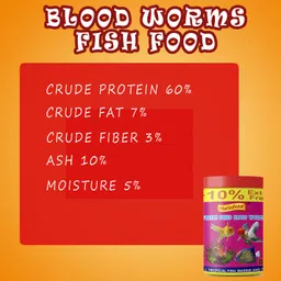 hallofeed FREEZE DRIED BLOOD WORMS-110g for Fish 0.121 kg (2x0.06 kg) Dry Adult, Young, Senior Fish Food image 4