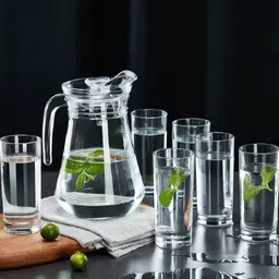 dulariya Transparent Water and Juice Glasses Water Glass and Jug Set for Dining Table Jug Glass Set image 3