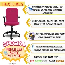 newturn Rainbow Zebra Velvet Rexine office revolving Fabric Office Adjustable Arm Chair image 2