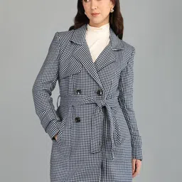 honnete 100 % Polyester Checkered Coat For Women image 4