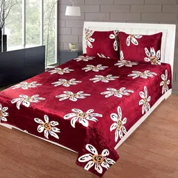 decent home Woolen Double Fitted (Elastic) 240 TC Floral Bedsheet-picture-18