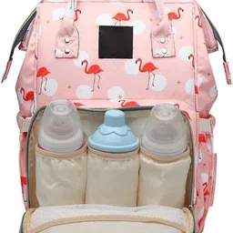 shopoholic peach Flamingo Printed Waterproof peach Diaper Bag for Mother & Father image 2