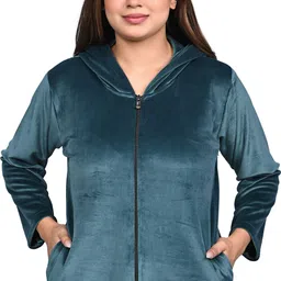 Women Full Sleeve Solid Hooded Sweatshirt-image-8