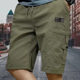 pitzz Solid Men Green Cargo Shorts-picture-19