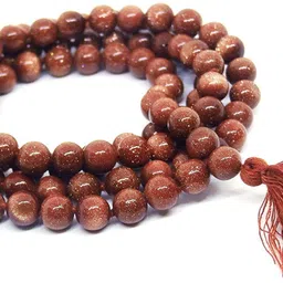 numeroastro Original Sun Stone | Gold Stone Round Knotted Beads Mala (109 Beads) (8 MM) (1 Pc) Crystal Crystal Chain image 2