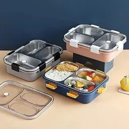 moira international Compartment -3 Sealed Leak Proof Stainless Steel For Kid's & Adult_B223 3 Containers Lunch Box image 5