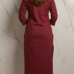 sadya attire Pack of 2 Women Embroidered, Solid Wool Straight Kurta image 2