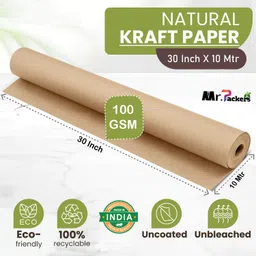 mr packers Brown Paper Roll Sheet 30 Inch 10 Mtr For E-Commerce, Shipping, Packaging & DIY Projects 100 gsm Paper Roll image 2
