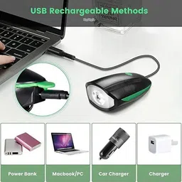highrider Cycle Light Horn with Tail/Spot/ Light Multipurpose(Green) USB Rechargeable LED Bell image 5