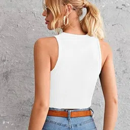 a&a fashion Casual Sleeveless Self Design Women White Top image 2