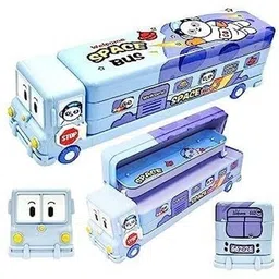wayron Magic Bus Cute Pencil Box Three Layer with Sharpener (Space Bus) Geometry Box Geometry Box image 2