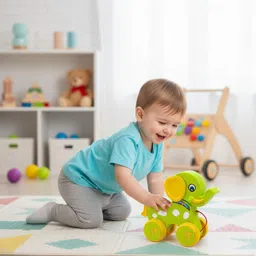 riser Elephant Pull Along Toy for Kids | Educational Baby Toy (Multicolor) image 3