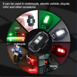 autognix 7 Colors LED With 3 Flashing Mode Aircraft Strobe USB Rechargeable Light KitV Tail Light Motorbike, Car LED (12 V, 15 W) image 4