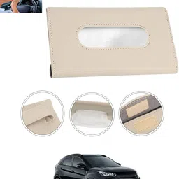 msnp Universal Leatherite Rectangle Beige Tissue Box For Car/office/Home-192 Vehicle Tissue Dispenser-picture-14