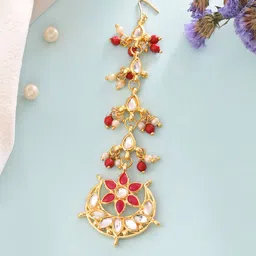 Silvermerc Designs Gold-Plated Kundan Studded Matha Patti Head Jewellery-image-52