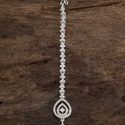 Kushal's Fashion Jewellery Rhodium Plated Stone Studded Maang Tikka image 1