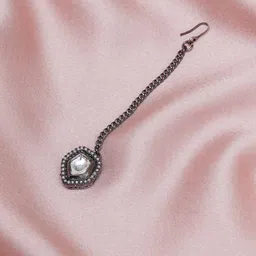 Ruby Raang Girls Silver-Plated Kundan-Studded Maang Tikka-image-75