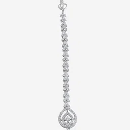 Kushal's Fashion Jewellery Rhodium Plated Stone Studded Maang Tikka image 2