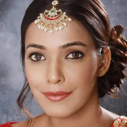 Anouk Gold-Toned Gold-Plated Kundan-Studded & Pearl Beaded Maang Tikka image 5