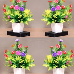 anuash Artificial Flowers with Pot for Desk And Table Green Wild Flower Artificial Flower with Pot-picture-13