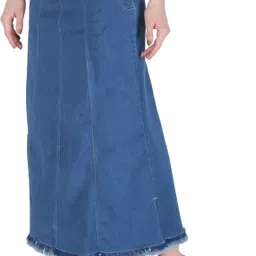 hi fashion Women Embroidered Pencil Blue Skirt image 3