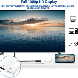 Etzin HDMI Adapter Compatibility with iPhone 14/12/11/X/8/to Projector, WHITE EPL-996LA HDMI Adapter for i-Phone to TV, No Need Power Phone Converter image 2
