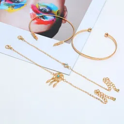 jdenterprises Alloy Cubic Zirconia Gold-plated Bracelet Set image 3