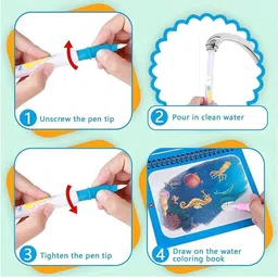 schnappi Reusable Magic Water Painting Book Magic Doodle Pen Magic Water Book For Kid's image 4