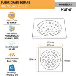 ruhe Floor Stainless Steel Push Down Strainer image 2