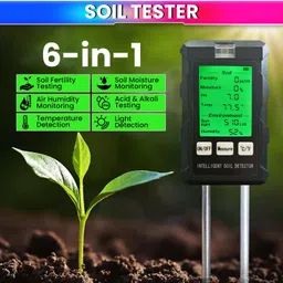 real instruments Soil Tester 6-in-1 Moisture, pH, Temperature, Fertility, Sunlight & Humidity Soil Test Kit image 2