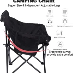 kripara sales 1PCS Folding Camping Moon Chair with Carrying Bag Stable Portable&Compact Design Foldable Carbon Steel Inversion Chair image 3