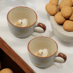 the pottery muse Duck Ceramic Milk & Coffee -White & Yellow Ideal for Home Office, or Gifting Ceramic Coffee Mug-picture-28