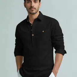 vashuqi Men Solid Cotton Blend A-line Kurta-picture-12