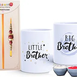 vickvii Bracelet Big Brother Little Brother Rakhi Mug BBLB-06 Jute Rakhi, Mug, Chawal Roli Pack Set image 1