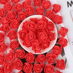 shivamkraft 100 PCS Red Foam Rose Flower Heads, Red Rose Flower Head for DIY Crafts Red Rose Artificial Flower image 2