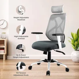 astride Ergofit Ergonomic Chair High Back, Synchro Tilt Mechanism, Heavy Duty Metal Base Mesh Office Adjustable Arm Chair image 3