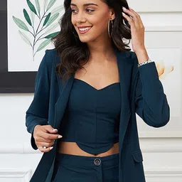 athena Women Solid Tuxedo Style Formal Blazer-picture-23
