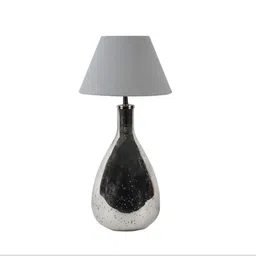 sapphire George Grey Metal and Fabric Shade Night Lamp With Glass Base image 3