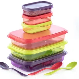 jordy New Mini Insulated Tiffin with 2 , 280 ml Each, Cyan-05 6 Containers Lunch Box image 4