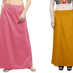 JTGEnteprises Combo Of 2 Baby Pink and Mango Yellow Stylish Medium SIZE Pure Cotton Petticoat-picture-22