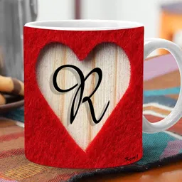 kgvr1 "Letter R Alphabet with Red Heart"Best Gift For Him And Her A True Love|Printed Ceramic Coffee Mug image 3