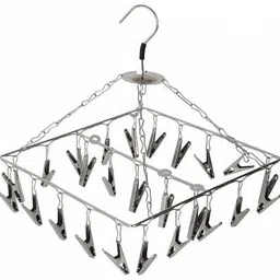anne-kee Hanging Cloths Hanger Celling Cloth Dryer Stand Cloth Pegs Pin 24 Clips Hanger Stainless Steel Cloth Clips-picture-29