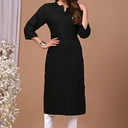 rimeline Women Self Design Viscose Rayon Straight Kurta image 5