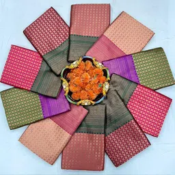 banarasi Woven, Embroidered, Self Design Kanjivaram Pure Silk, Jacquard Saree image 4