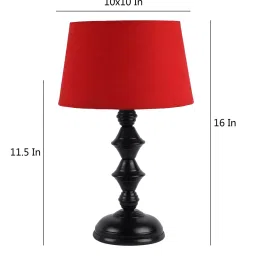Red Fabric Shade Table Lamp with Black Base by BrightDaisy image 5