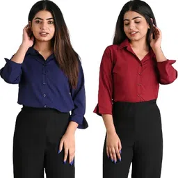 gm sara Women Regular Fit Solid Spread Collar Formal Shirt-picture-13